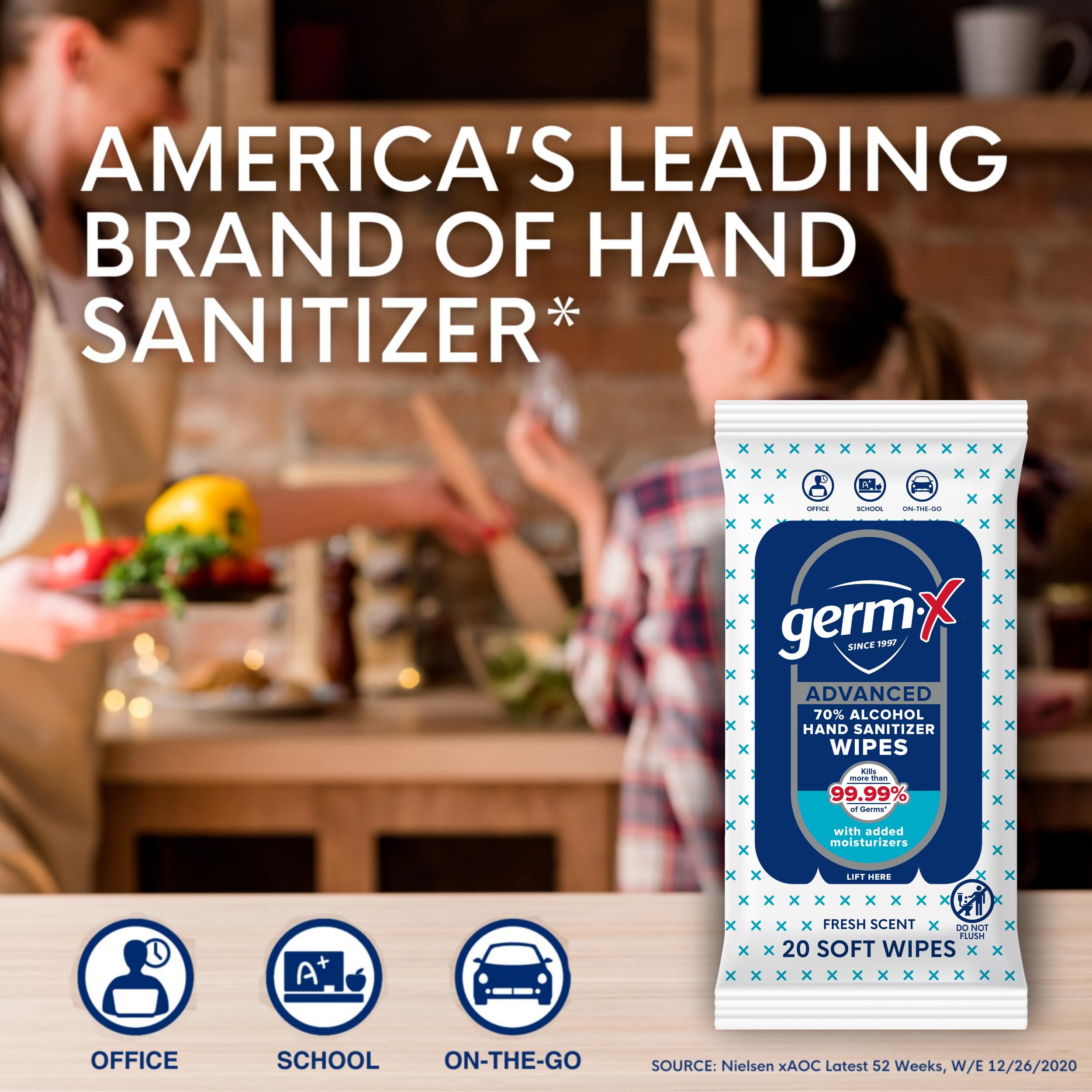 Germ-X Advanced Hand Sanitizer, 2 Fl Oz (Pack of 6), Less Drying Moisturizing Clear Gel, No Rinse Formula, Mini Travel Size for On-The-Go
