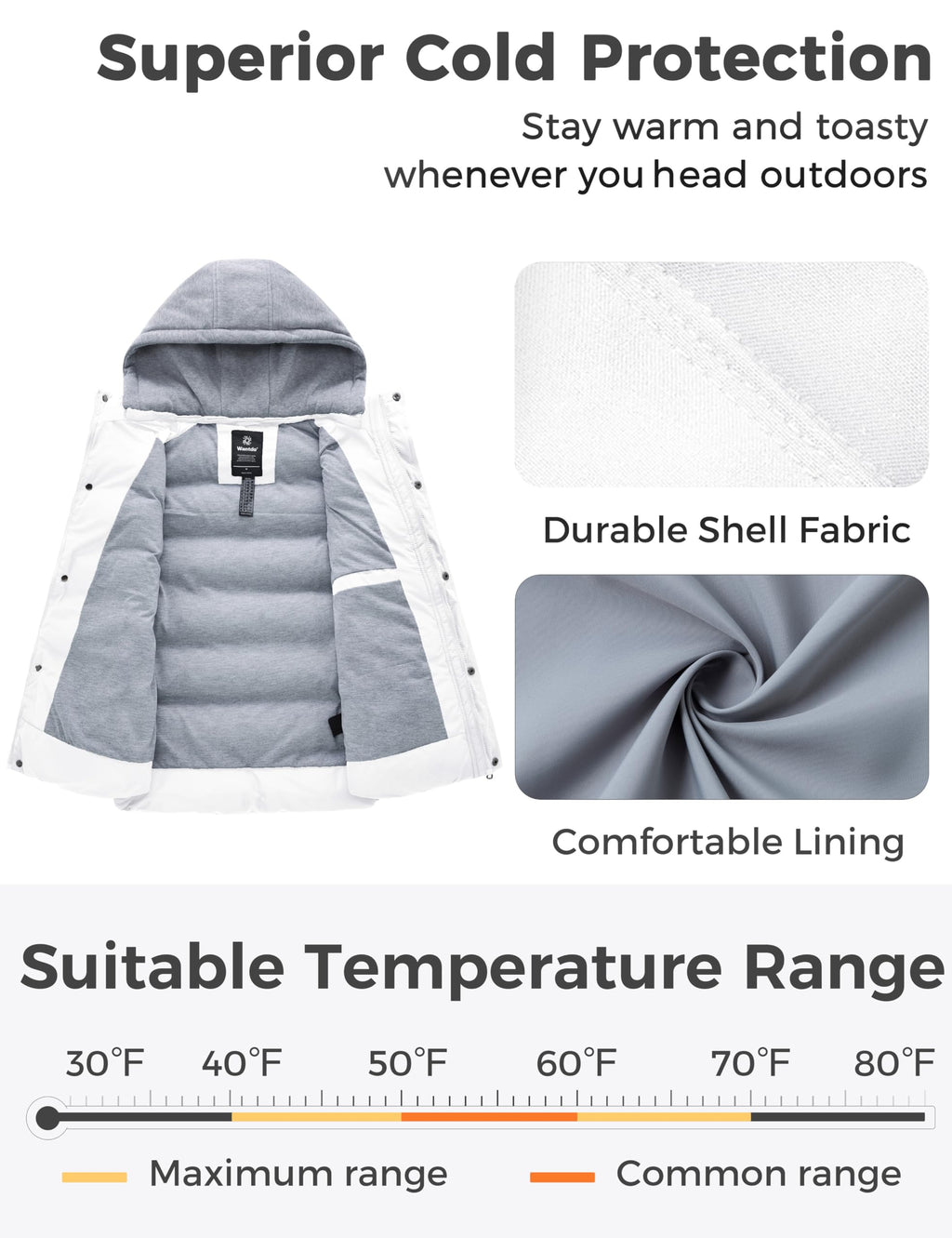 Wantdo Women's Quilted Puffer Vest Thicken Warm Winter Coat with Removable Hood