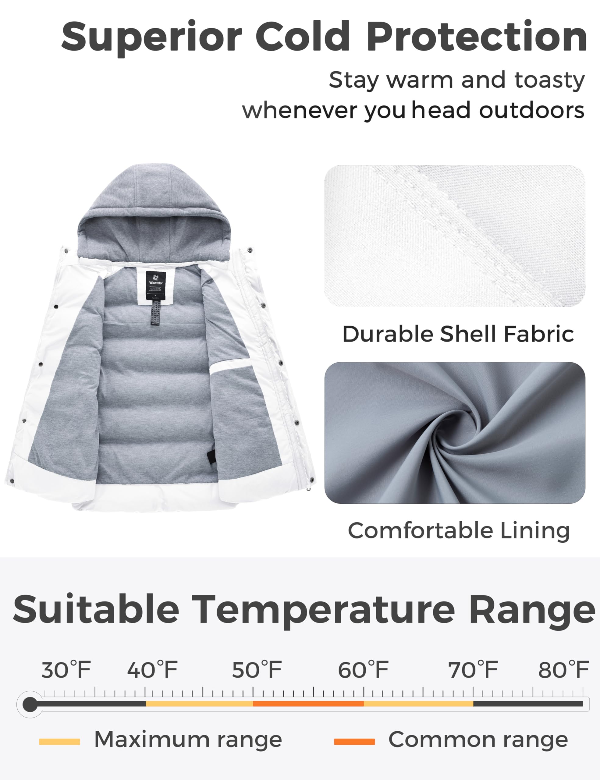 Wantdo Women's Quilted Puffer Vest Thicken Warm Winter Coat with Removable Hood