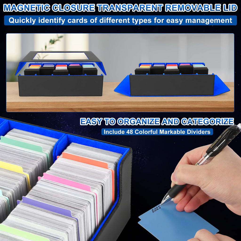AOBOPLE Trading Card Storage Box,3200+ Card Box Storage with 24 Dividers and 4 Foam Supporters PU Leather Magnetic Cards Deck Case for MTG TCG Magic and Sport Cards,Great Gift for Card Collectors