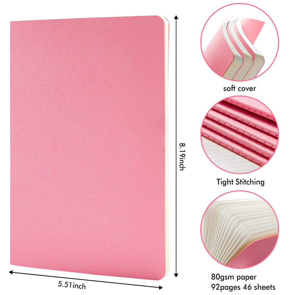 36 Pack Soft Cover Journal Bulk, Feela Lined Blank Travel Journal for Women Men Writing, Notebooks College Ruled for Work, Note Taking Notebook School Business Supplies, 8.2” x 5.5”, A5, Berry