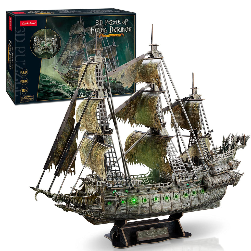 CubicFun 3D Puzzles for Adults - Led Pirate Ship Queen Anne's Revenge - Large 27'' Sailboat Puzzles - Desk Decor, Anniversary Teacher Appreciation Gifts High School Graduation Gifts