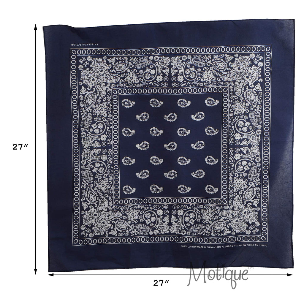 Motique Accessories Extra Large Paisley Bandana 27x27 Inch