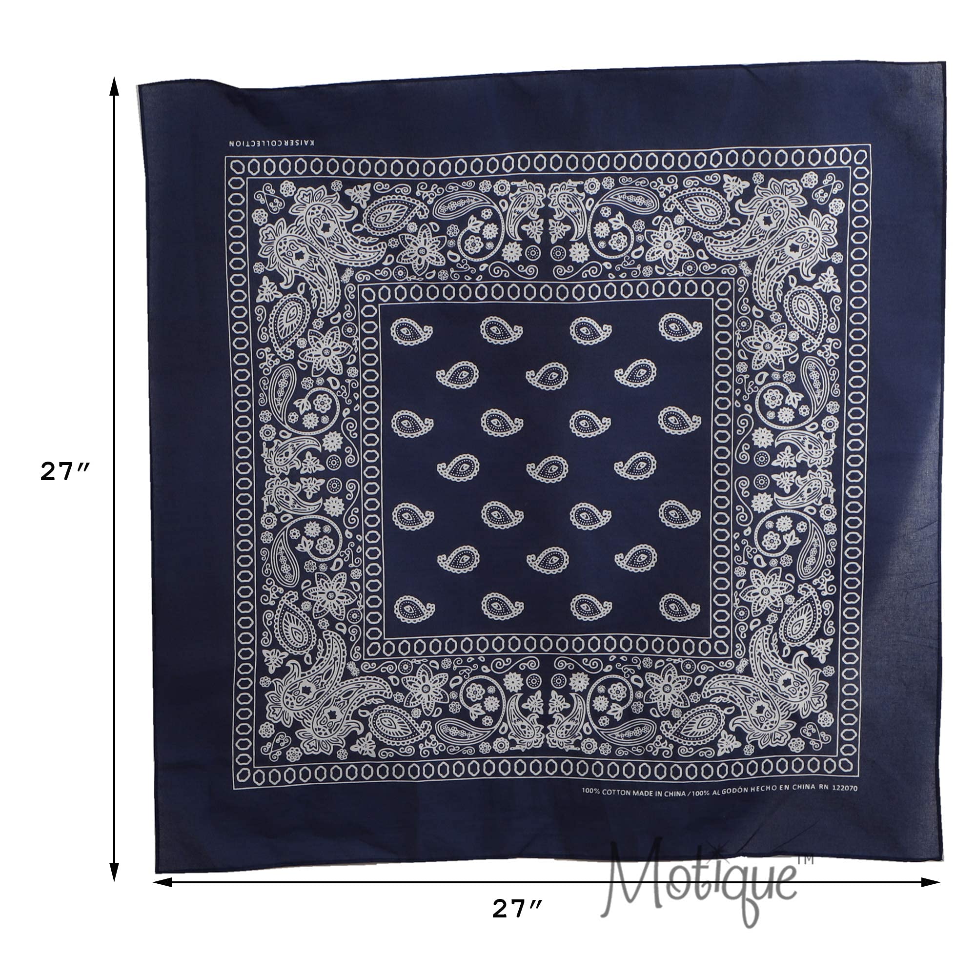 Motique Accessories Extra Large Paisley Bandana 27x27 Inch