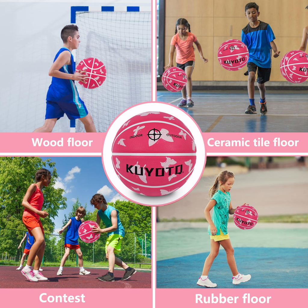 KUYOTQ Kids Youth Adult Size 3/4/5/6/7 (22/25.5/27.5/28.5/29.5") Basketball Premium Rubber or Faux Leather Basketball Indoor Outdoor Basketball for Boys Girls Womens Mens Basketball Gifts (Deflated)