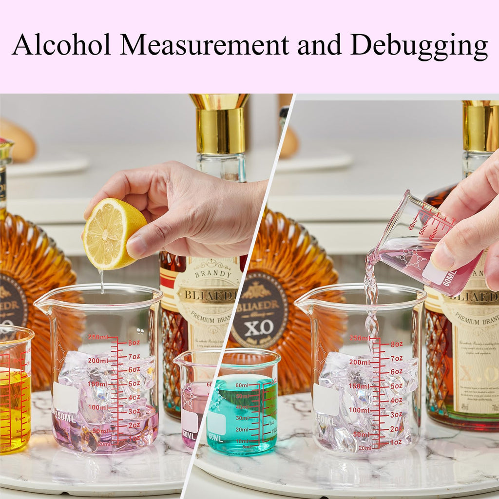 High Borosilicate Glass Measuring Cup-V-Shaped Spout，Glass Measuring Beaker for Kitchen or Restaurant, Easy to Read, 30 ML (1 Oz)-Pack of 2