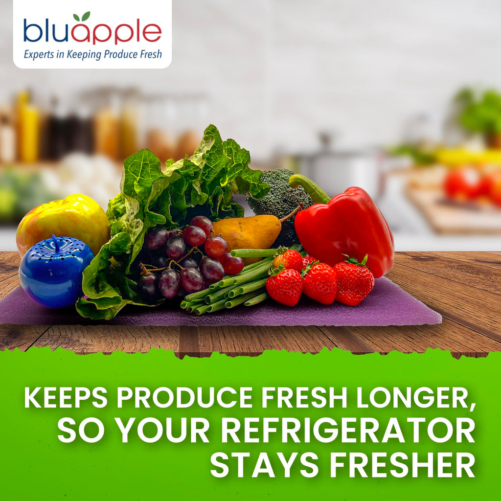 Bluapple FreshMats, Refrigerator Bin Liner, Fridge Drawer Mats, Crisper Life Extender Liner Keeps Produce Fresh Longer, Anti-Bruising, for Air Circulation, Washable & Reusable (4-Mats, 12x15, Black)