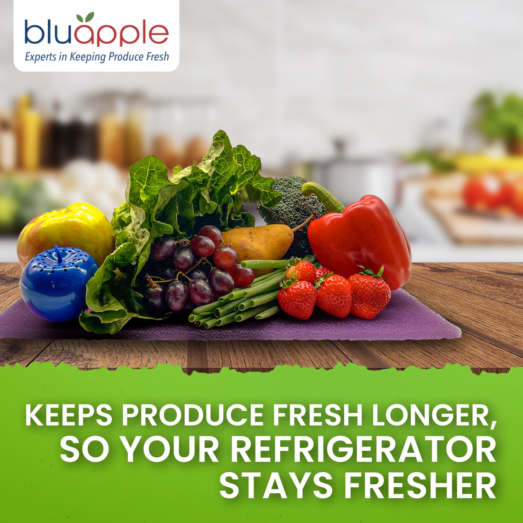 Bluapple FreshMats, Refrigerator Bin Liner, Fridge Drawer Mats, Crisper Life Extender Liner Keeps Produce Fresh Longer, Anti-Bruising, for Air Circulation, Washable & Reusable (4-Mats, 12x15, Black)