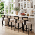 Farmhouse 30'' Extra Tall Bar Stools Set of 2 Modern Counter Height Barstools with Backs Rustic Wood Bar Stools Linen Upholstered Counter Chairs Kitchen Island Stool Chairs with Wood Frame, Beige