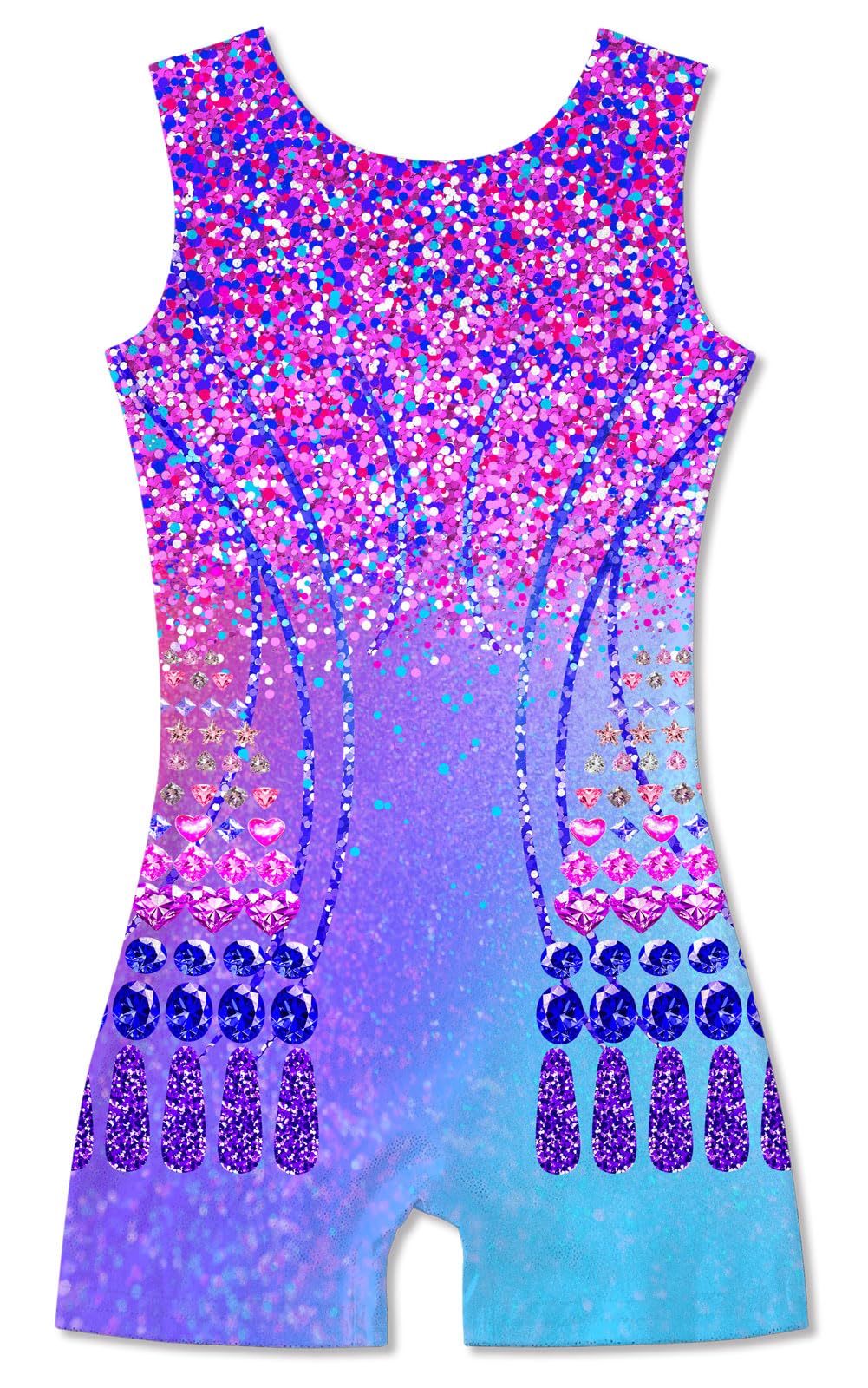 Funnycokid Gymnastics Leotards for Girls with Shorts Sparkly Kids Biketards Dance Unitard 3-10 Years