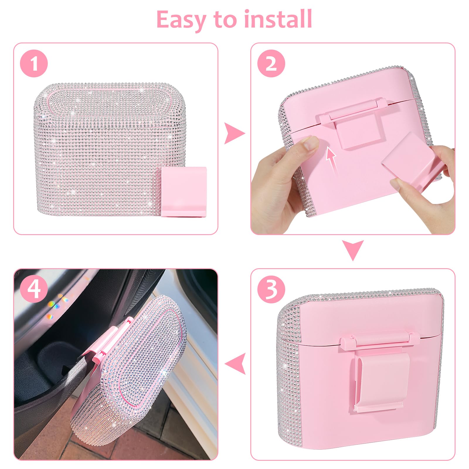 Accmor Car Trash Can with Lid, Mini Auto Dustbin Garbage Organizer with 30 Pcs Plastic Trash Bag, Automotive Garbage Container Bin for Vehicle, Home, Office