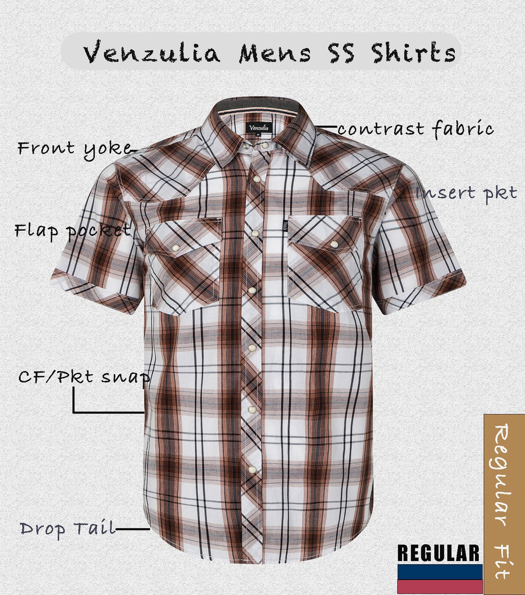 Men's Western Snap Casual Shirt Two Pocket Short Sleeve Shirt