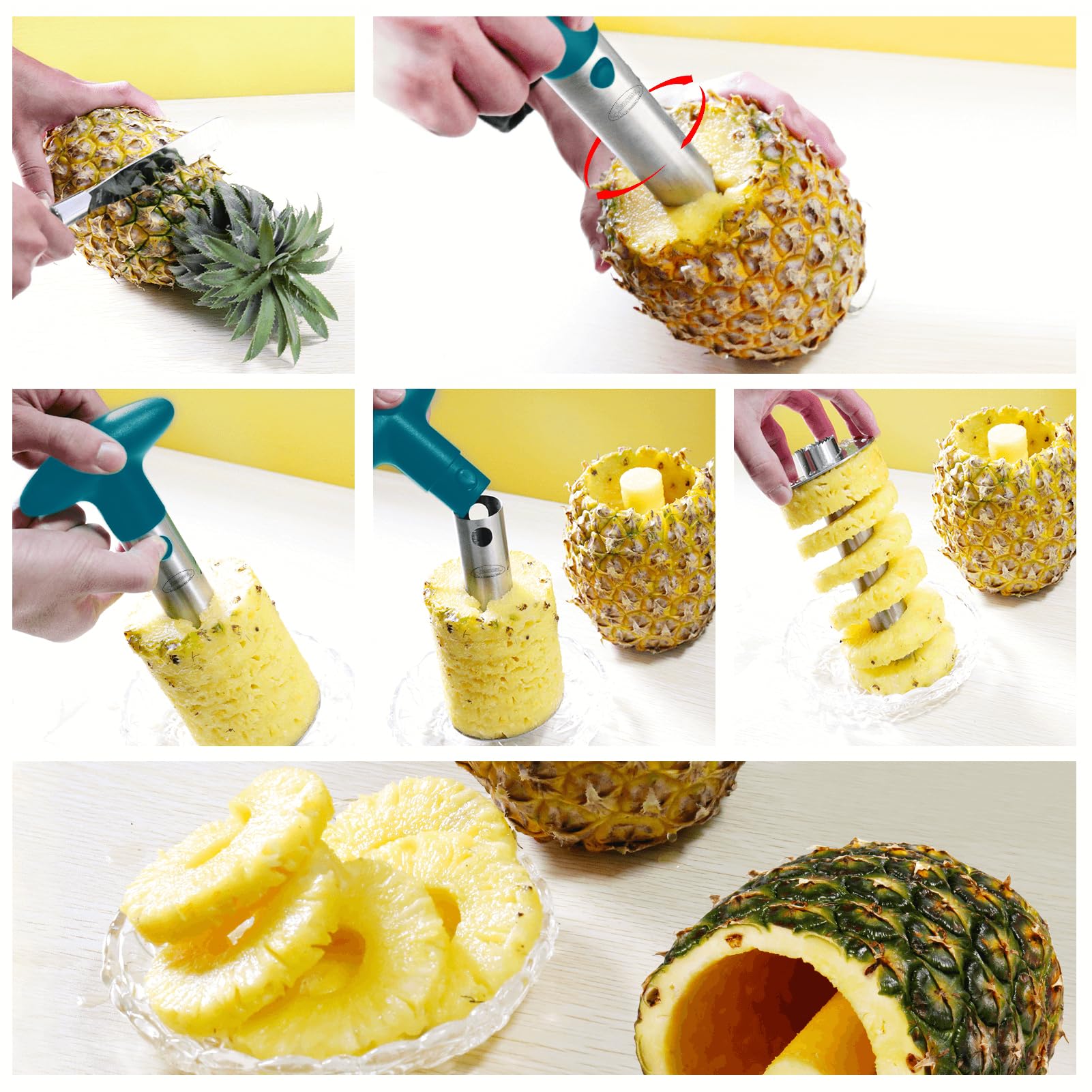 Pineapple Corer, [Upgraded, Reinforced, Thicker Blade] Newness Premium Pineapple Corer Remover, Stainless Steel Pineapple Core Remover Tool for Home & Kitchen with Sharp Blade for Diced Fruit Rings