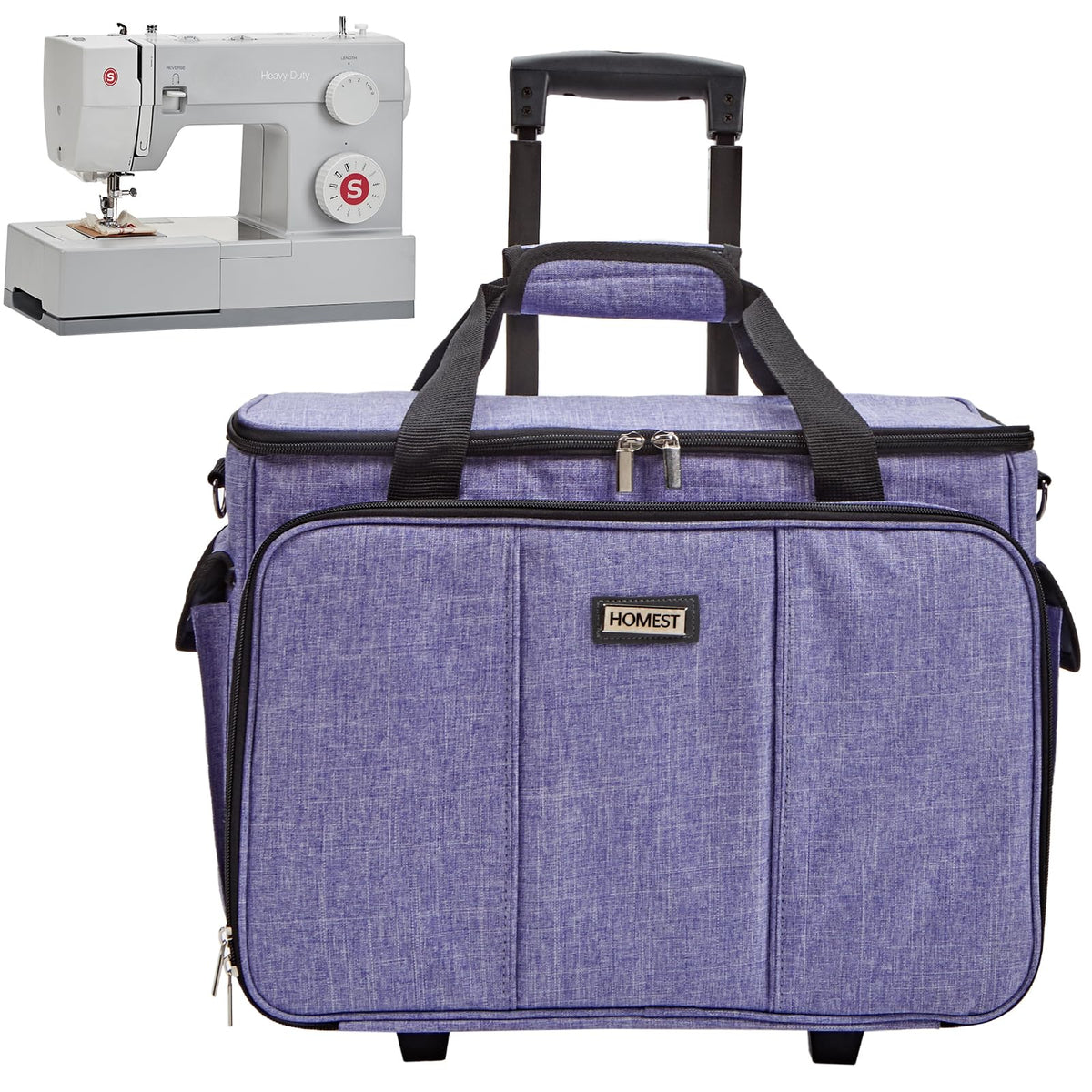 HOMEST Sewing Machine Carry Case, with Shoulder Strap and Front Pocket | Fits most standard Singer, Brother and Janome machines, with storage pockets for sewing accessories and tools, Floral