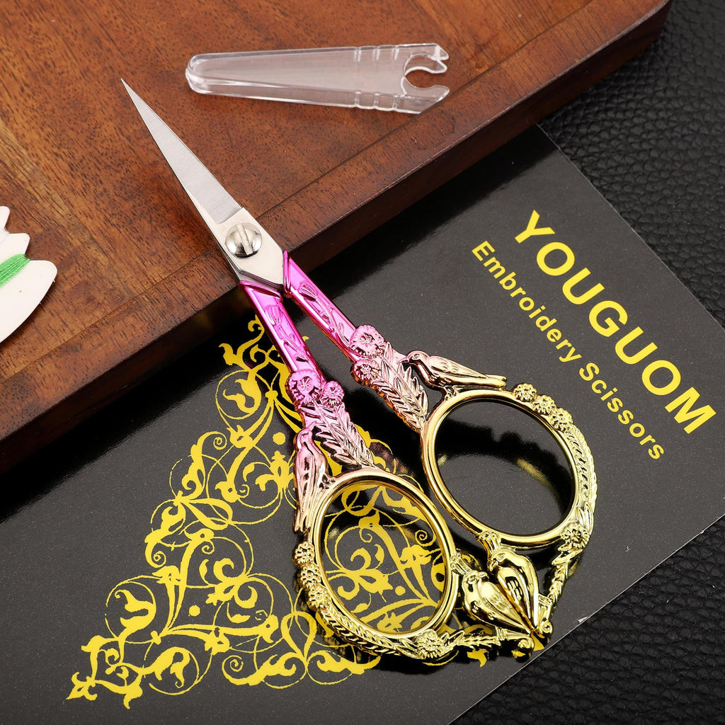 YOUGUOM Small Craft Scissors, Little Travel Sharp Embroidery Scissors All Purpose, Straight Tips Mini Sewing Shears, Precision Detail Thread Cutting Snips