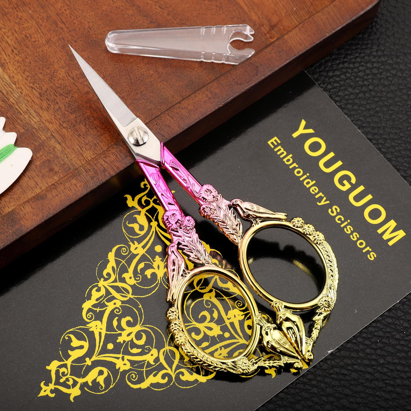 YOUGUOM Small Craft Scissors, Little Travel Sharp Embroidery Scissors All Purpose, Straight Tips Mini Sewing Shears, Precision Detail Thread Cutting Snips