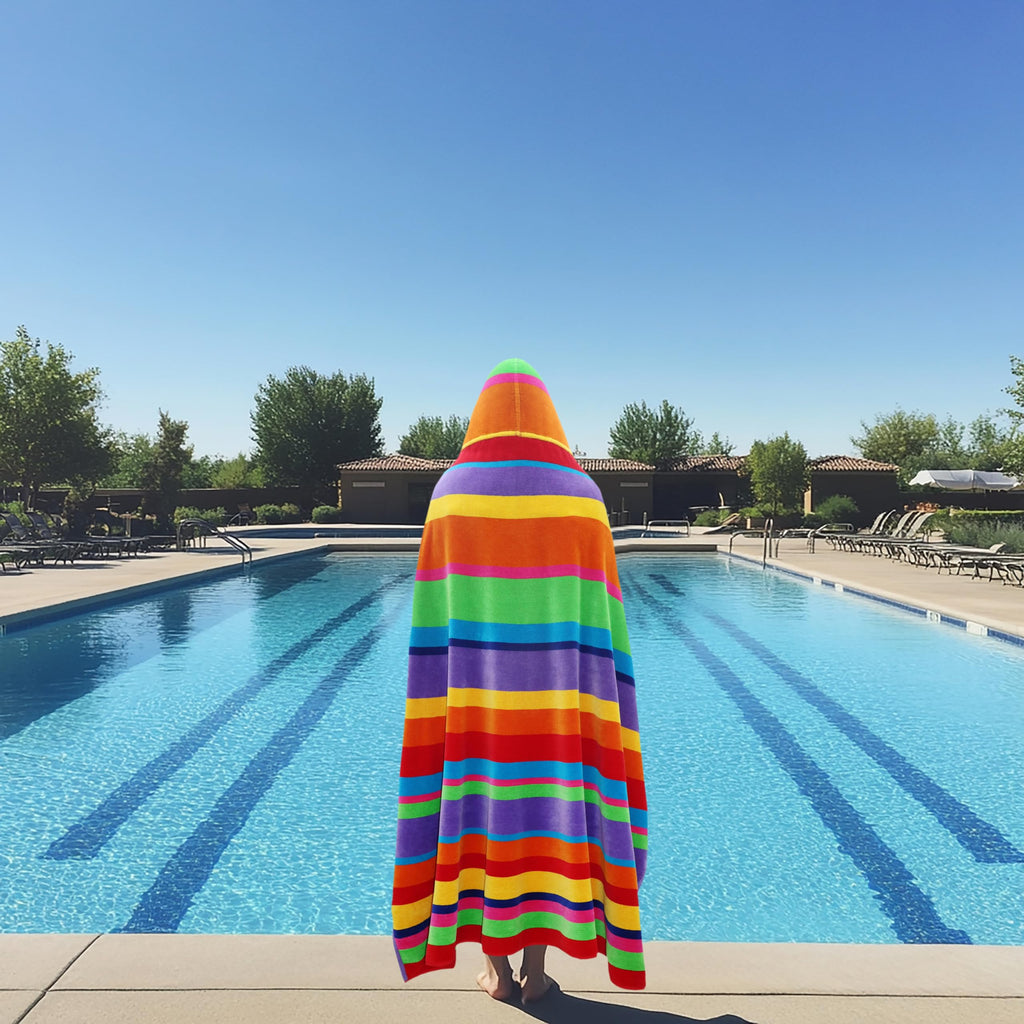 COTTON CRAFT Ombre Stripe Extra Wide Beach Towel for Two - 58x68 - Pure Cotton - Double Woven Jacquard Thick Plush Super Soft Luxurious Velour Pile - Pool Picnic Bath - 450 GSM - Blue