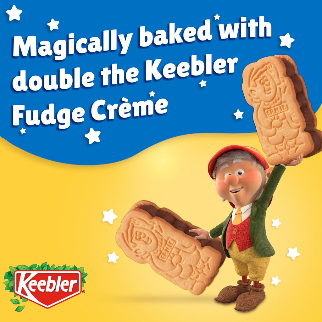 Keebler E.L. Fudge Double Stuffed Elfwich Cookies, Sandwich Cookies Stuffed with Crème Filling, 13 oz