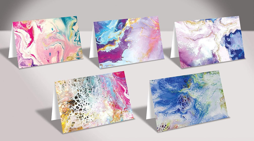 Better Office Products 100-Pack All Occasion Greeting Cards, Assorted Blank Note Cards, 4 x 6 inch, 5 Abstract Art Designs, Blank Inside, with Envelopes, 100 Pack