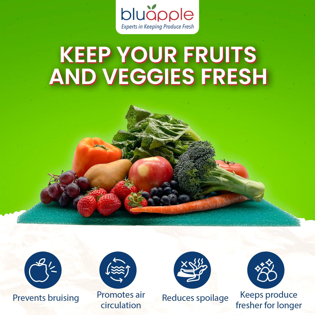 Bluapple FreshMats, Refrigerator Bin Liner, Fridge Drawer Mats, Crisper Life Extender Liner Keeps Produce Fresh Longer, Anti-Bruising, for Air Circulation, Washable & Reusable (4-Mats, 12x15, Black)