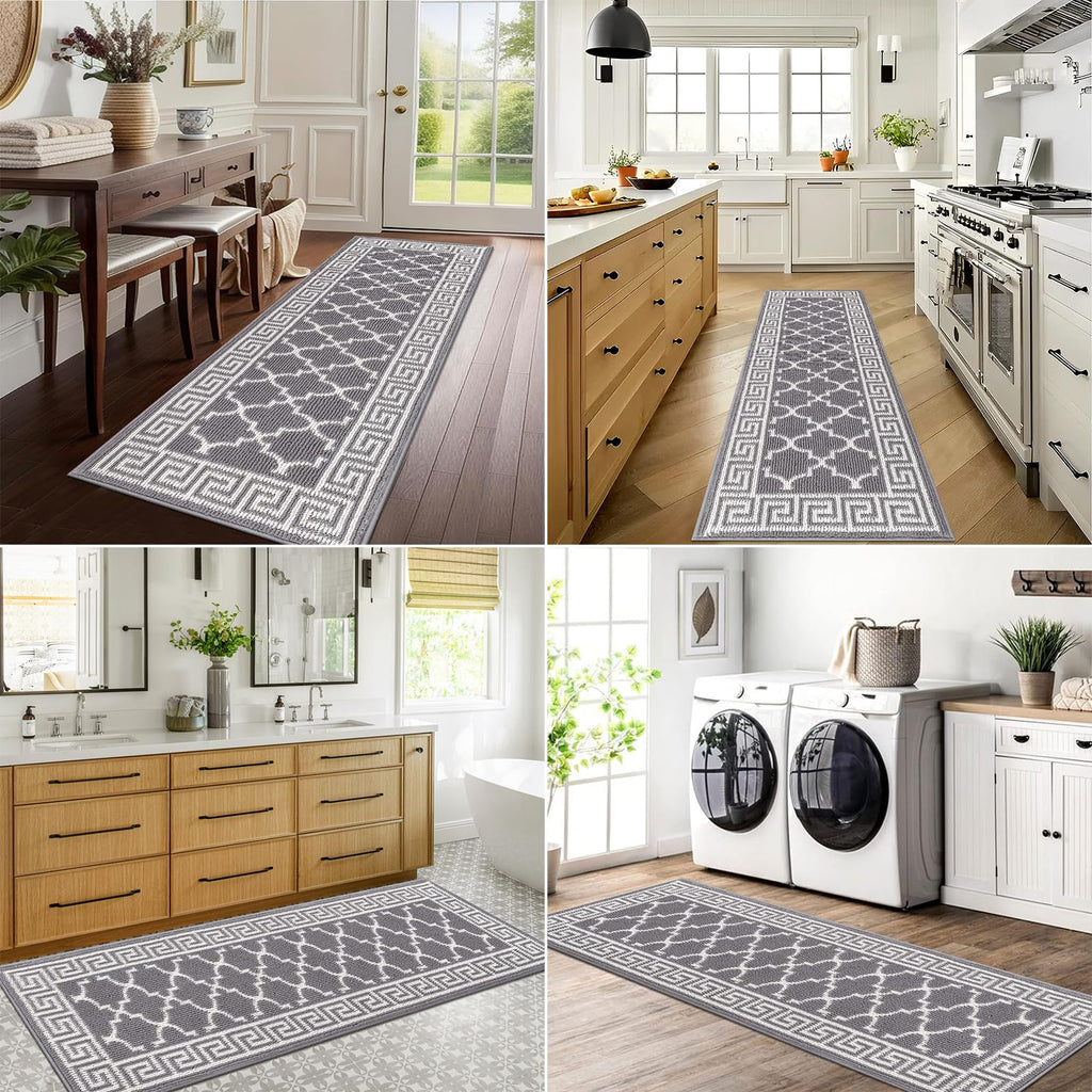 Pauwer Door Mat Indoor Entrance 20"x60" Absorbent Dirt Trapper Welcome Mats for Front Door Washable Entryway Rugs Ultra Thin Doormat Non Slip Runner Rugs for Hallway Kitchen Laundry Room, Beige