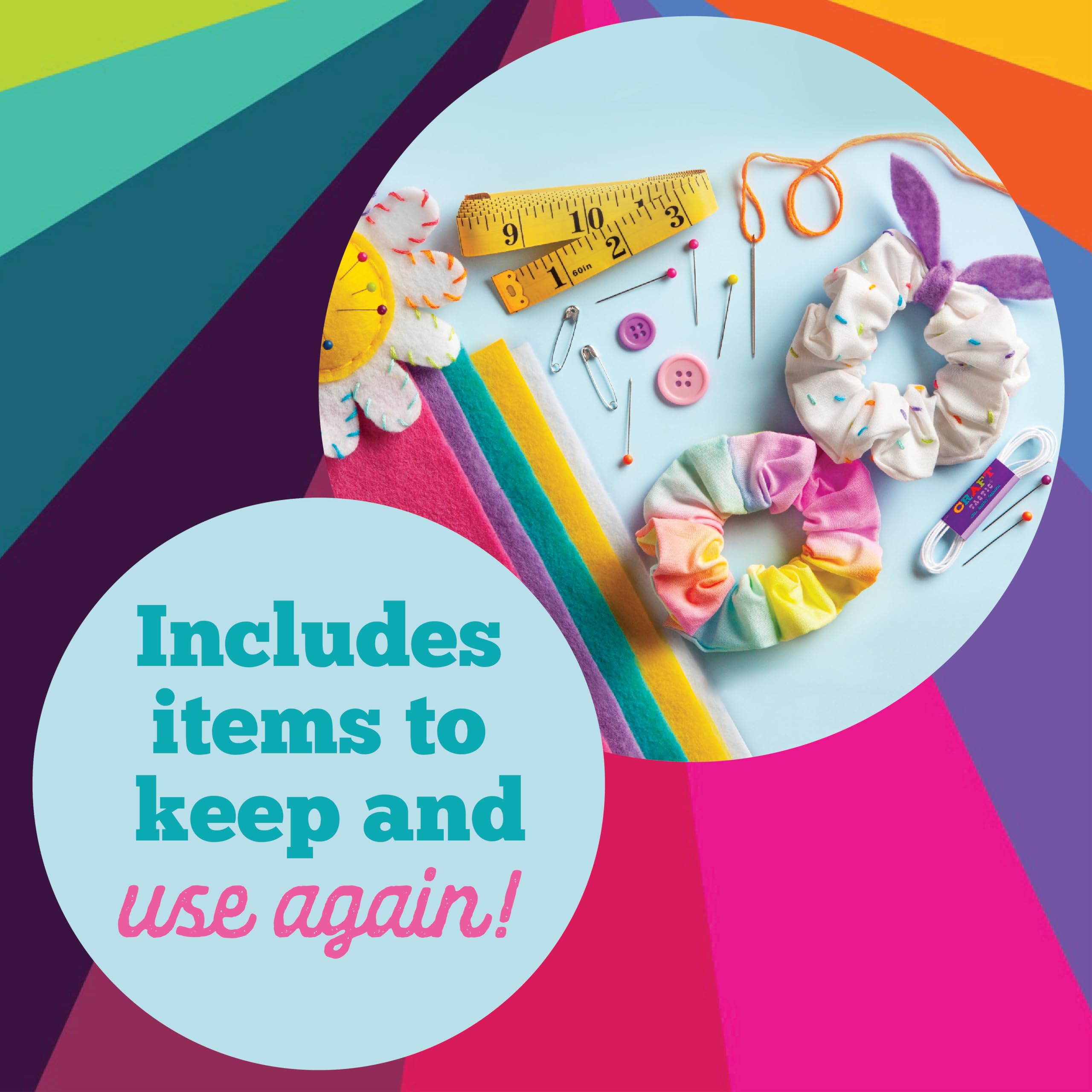 Craft-Tastic Let’s Learn to Sew – Mini Sewing Kit, Arts and Crafts, Art Supplies, Embroidery Kit for Beginners, Includes Sewing Supplies, Easy-to-Follow Instructions, Arts & Crafts, Ages 7+