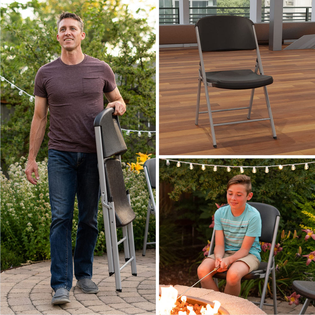 LIFETIME 42803 Commercial Grade Folding Chairs, 4 Pack, Almond