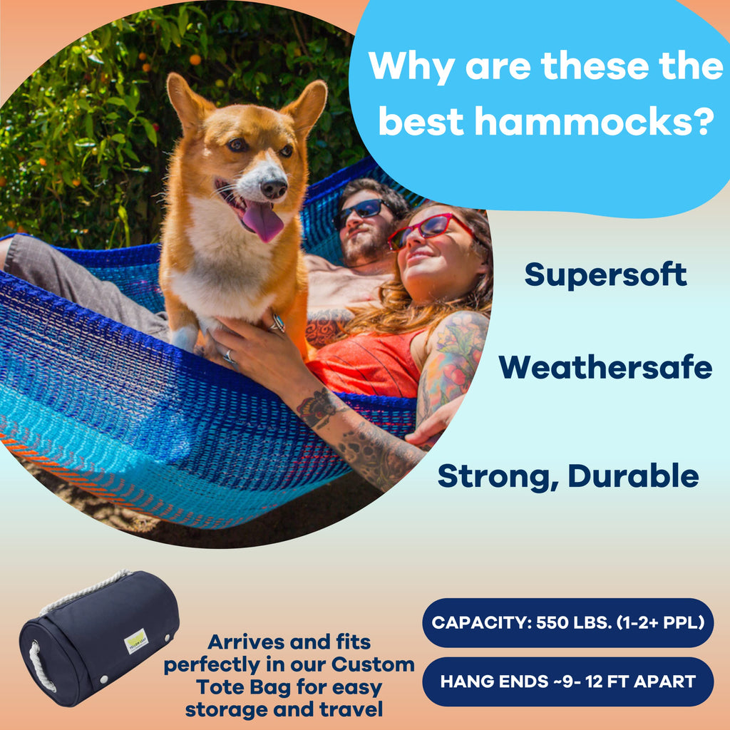 Handwoven Hammock by Yellow Leaf Hammocks - Double Size, Fits 1-2 PPL, 400lb max - Weathersafe, Super Strong, Easy to Hang, Ultra Soft, Artisan Made - Color: Natural Khaki