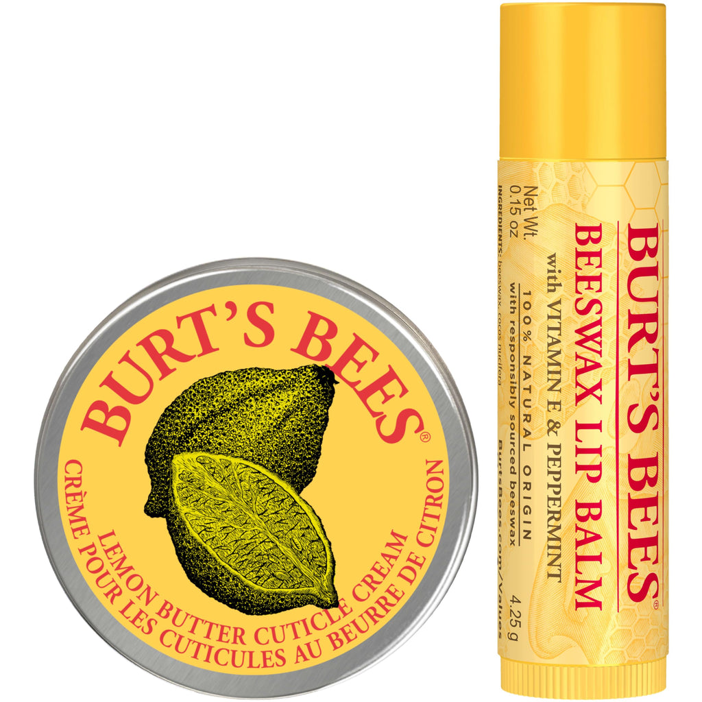 Burt's Bees Gifts Ideas - Spring Surprise Set, Dragonfruit Lemon Lip Balm and Lemon Butter Cuticle Cream, Natural Origin Lip Moisturizer With Responsibly Sourced Beeswax, 2 Count