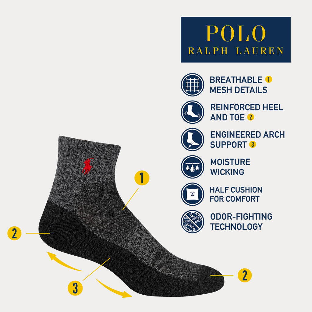POLO RALPH LAUREN Men's Performance Cotton Quarter Socks