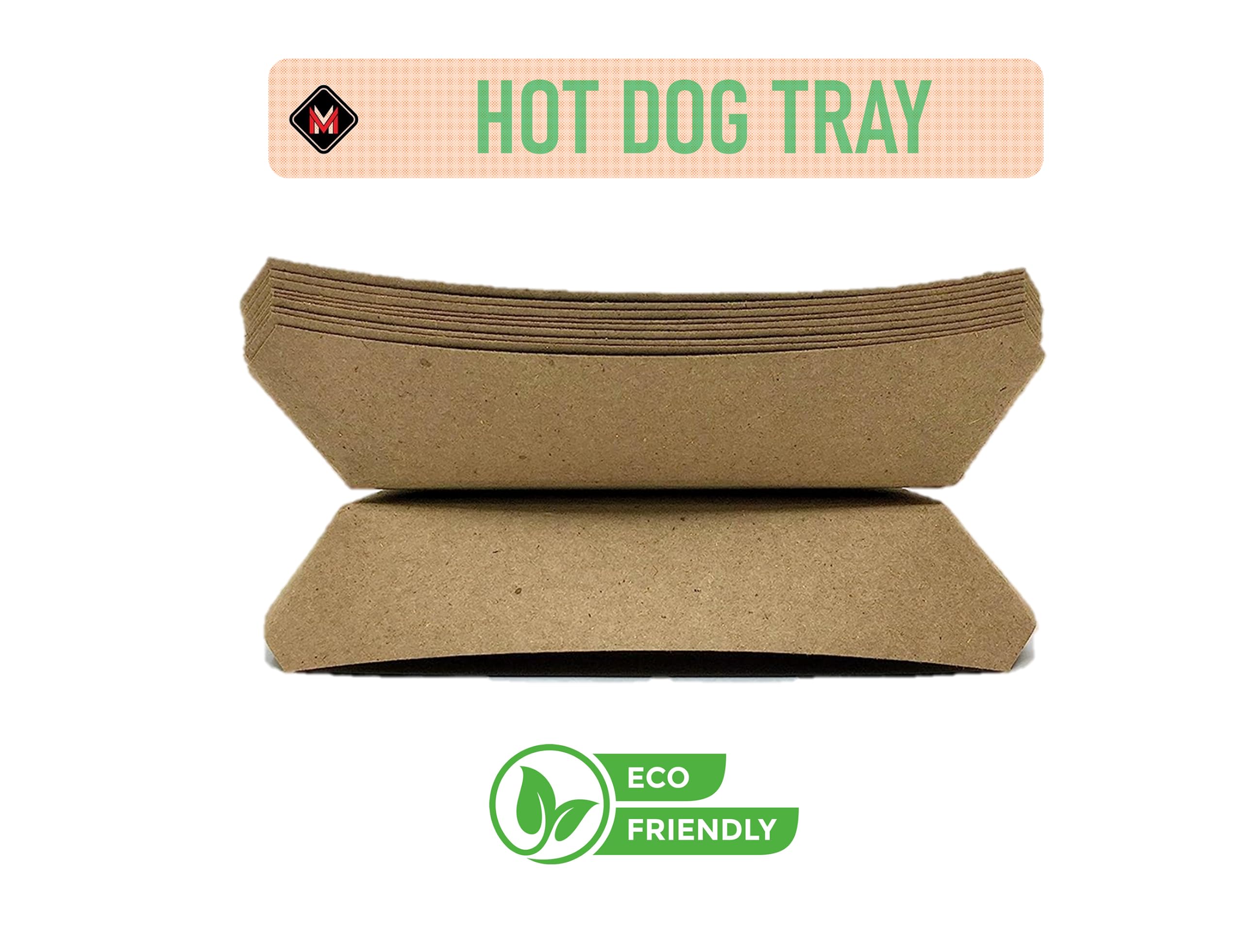 Mr Miracle 7 Inch Paper Hot Dog Tray in Kraft Paper. Pack of 25. Disposable, Recyclable and Fully Biodegradable. Made in USA