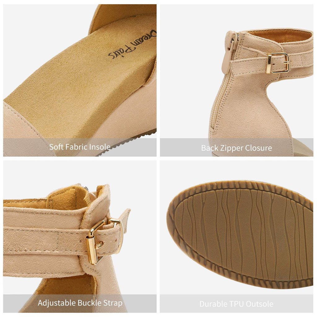 DREAM PAIRS Women's Open Toe Buckle Ankle Strap Platform Wedge Sandals Summer Shoes.