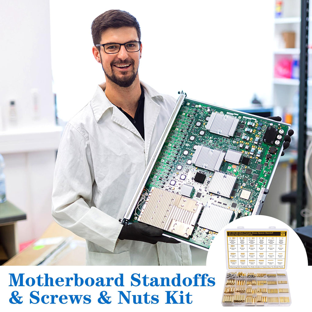 400Pcs M2 Motherboard Standoffs&Screws&Nuts Kit, Hex Male-Female Brass Spacer Standoffs, Laptop Screws for DIY Computer Build, Electronic Projects, Raspberry Pi, Circuit Board etc.