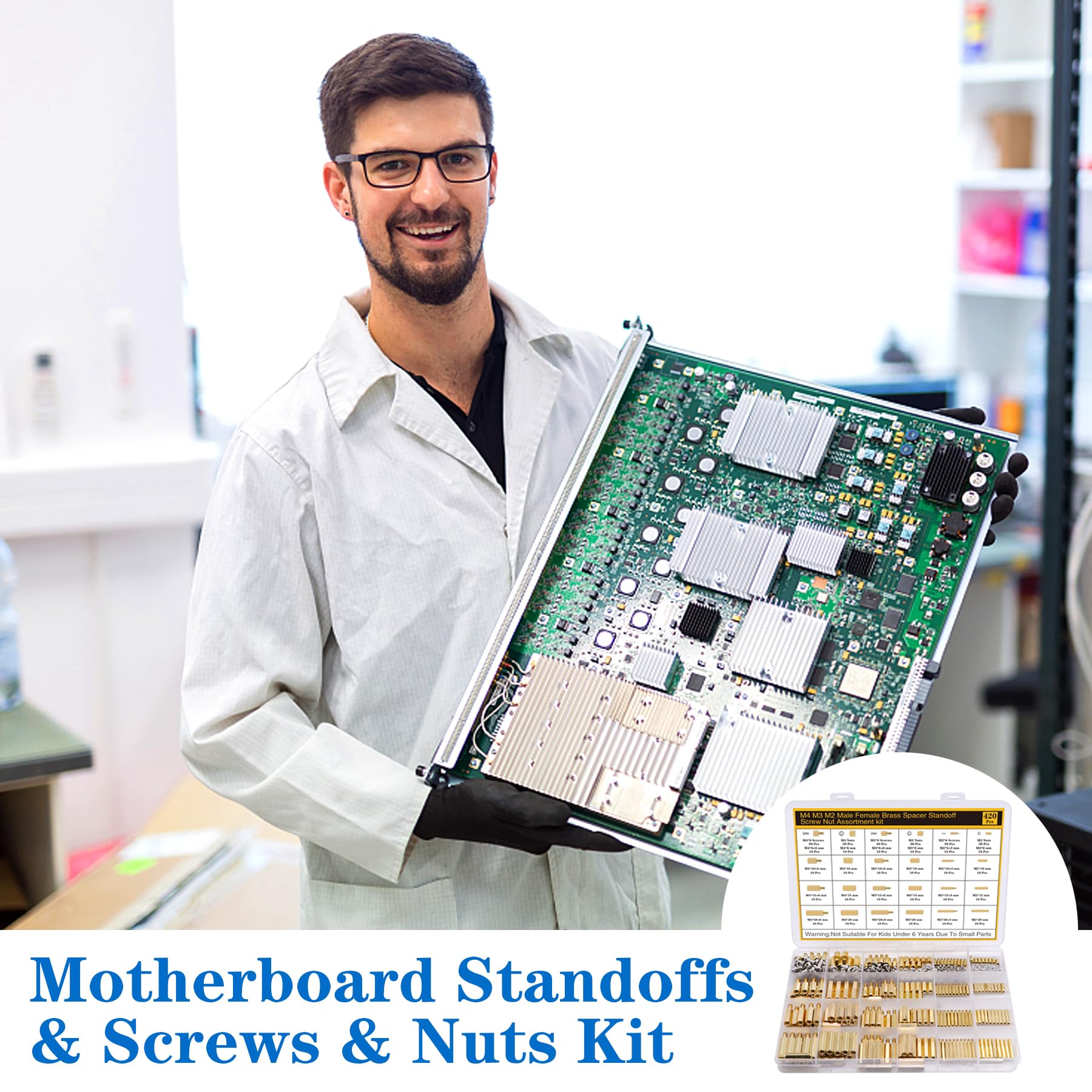 400Pcs M2 Motherboard Standoffs&Screws&Nuts Kit, Hex Male-Female Brass Spacer Standoffs, Laptop Screws for DIY Computer Build, Electronic Projects, Raspberry Pi, Circuit Board etc.