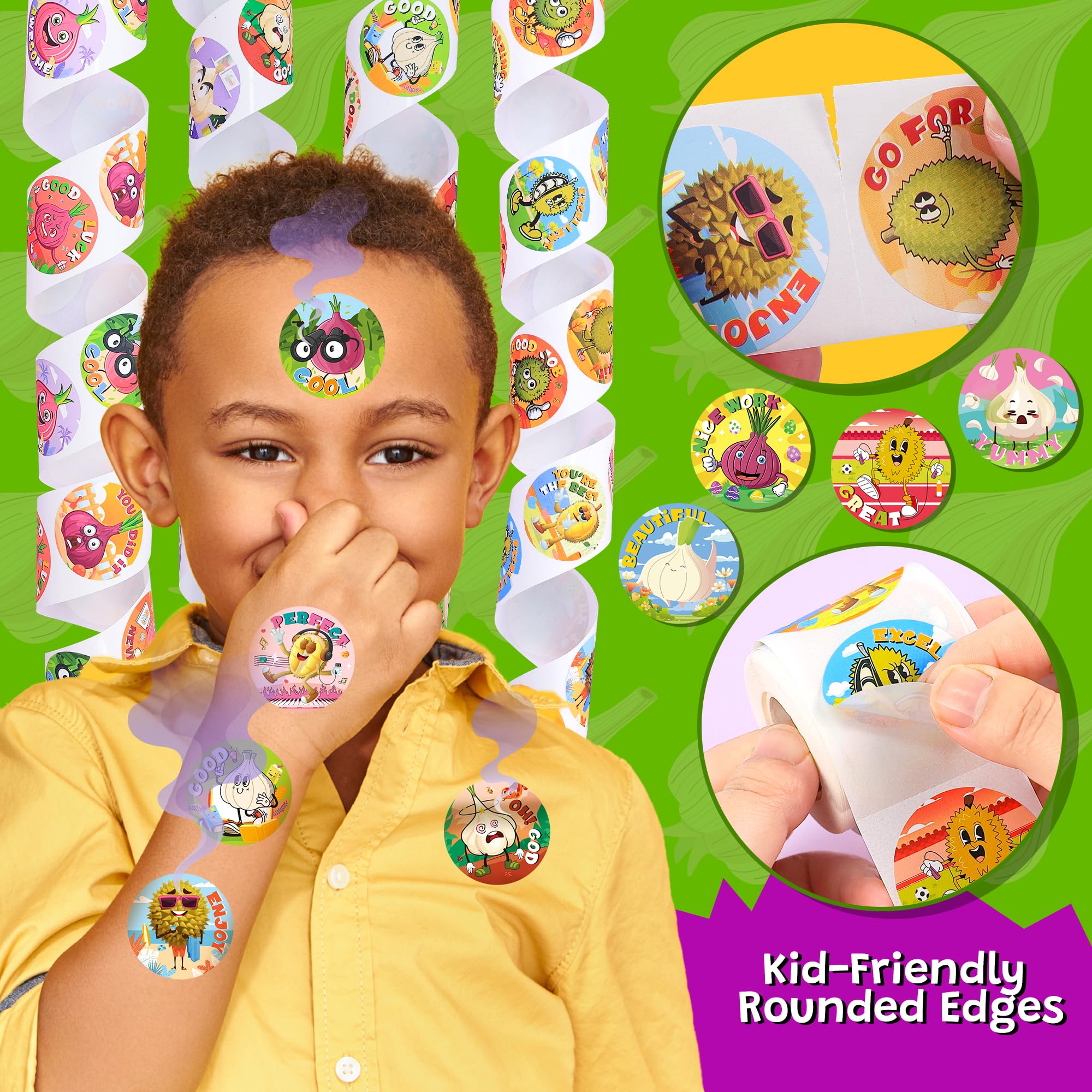 HORIECHALY 3 Rolls Scratch and Sniff Stickers for Kids, 600PCS Smelly Scented Stickers, Kid's Reward Sticker, Classroom Teacher Must Haves, School Supplies Incentives Christmas Children‘s Gift-1.57''