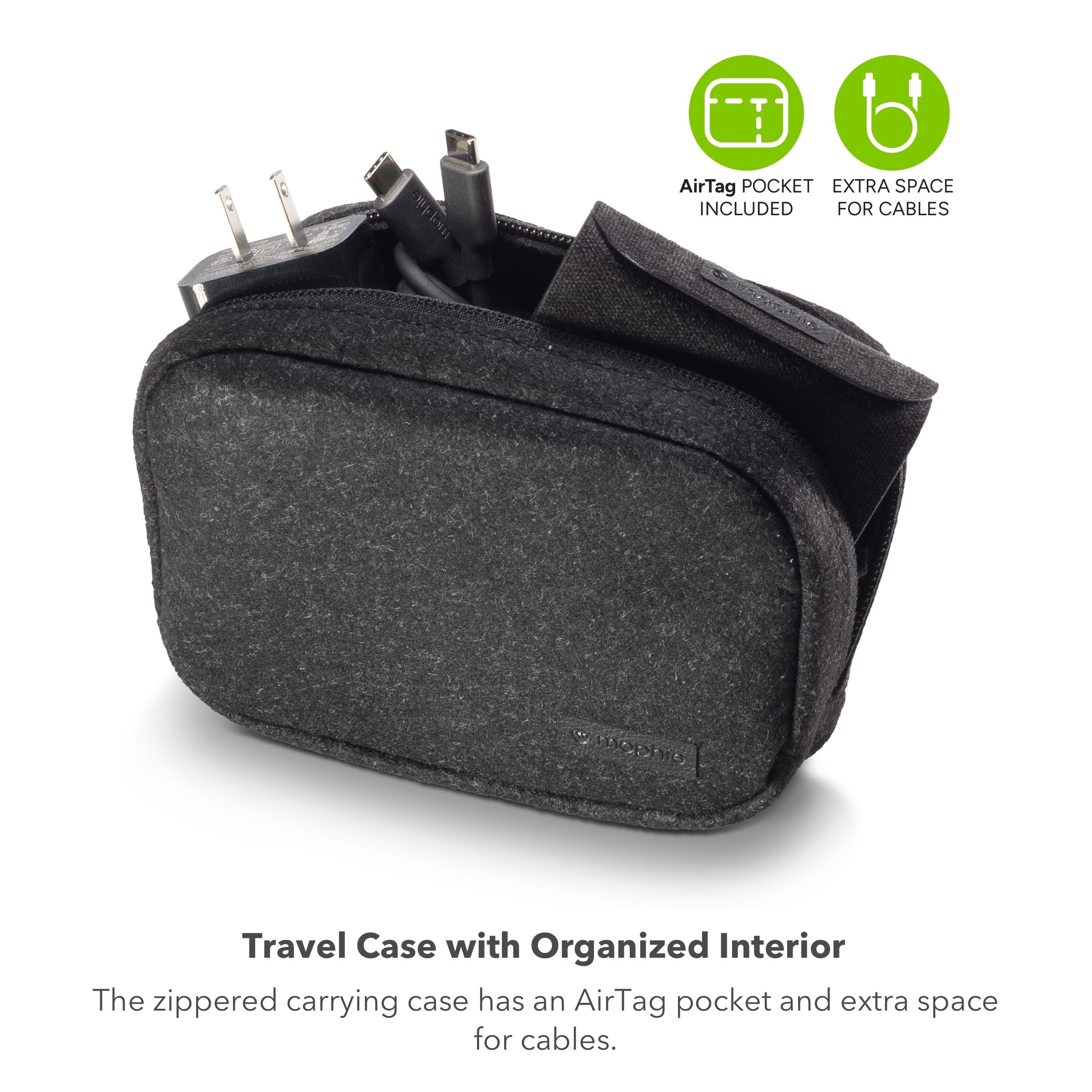 Mophie 3-in-1 Travel Charger with MagSafe - Portable Wireless Charging Hub, Compatible w/Apple Devices, iPhone 17/16/15/14/13/12 Series, Apple Watch Series 11 to 1 & Ultra, AirPods Pro/3rd Gen, Black