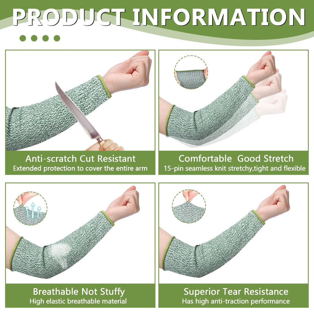 Sintege 3 Pairs Arm Protectors for Thin Skin and Bruising Cut Resistant Forearm Sleeve Level 5 Arm Burn Protection Sleeve (Black,7.9 Inch)