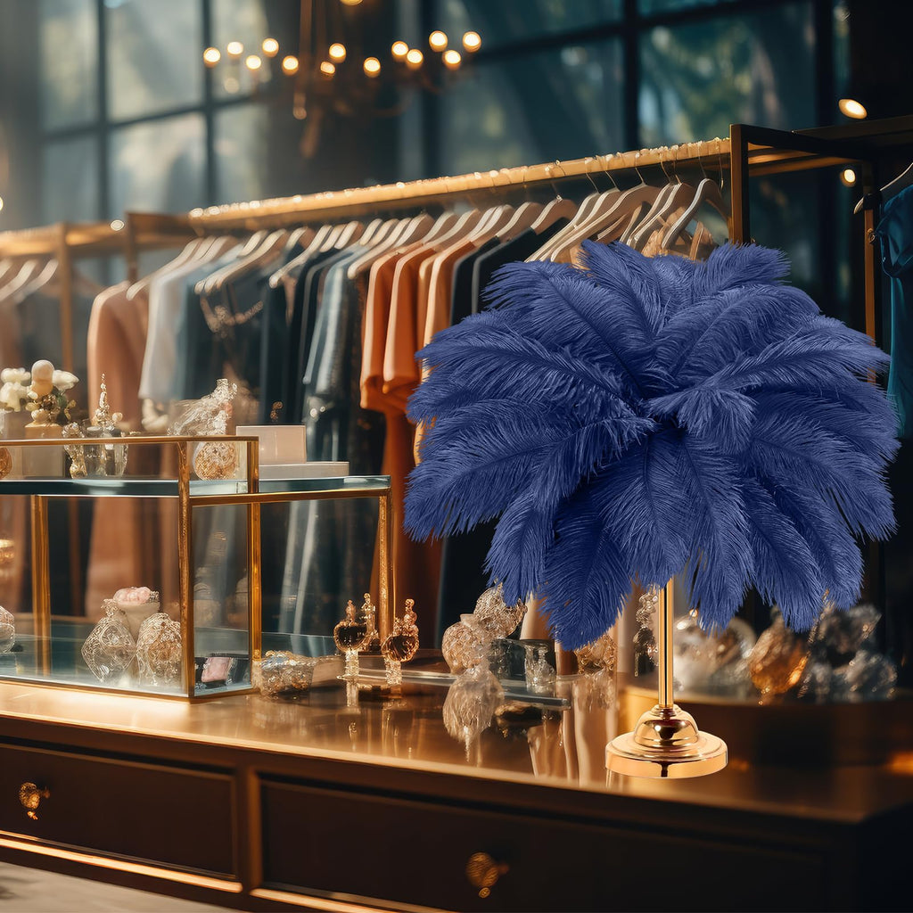 Retrowavy 50 Pcs 14-16 Inches Large Natural Ostrich Feathers Bulk for Centerpieces for Wedding Party Centerpieces Home Decoration Flower Arrangement (Black)