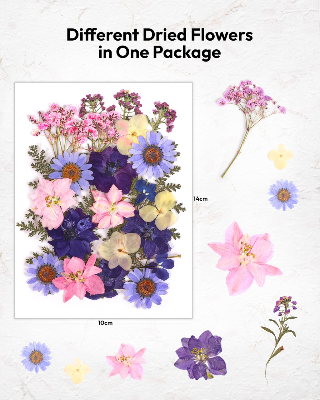 Dried Flowers, Resiners 58Pcs Pressed Flowers for Craft Pink Real Natural Dried Flowers Dry Leaves Kit for DIY Making Crafts Resin Soap Candle Scrapbook Supplies Card Making Jewelry