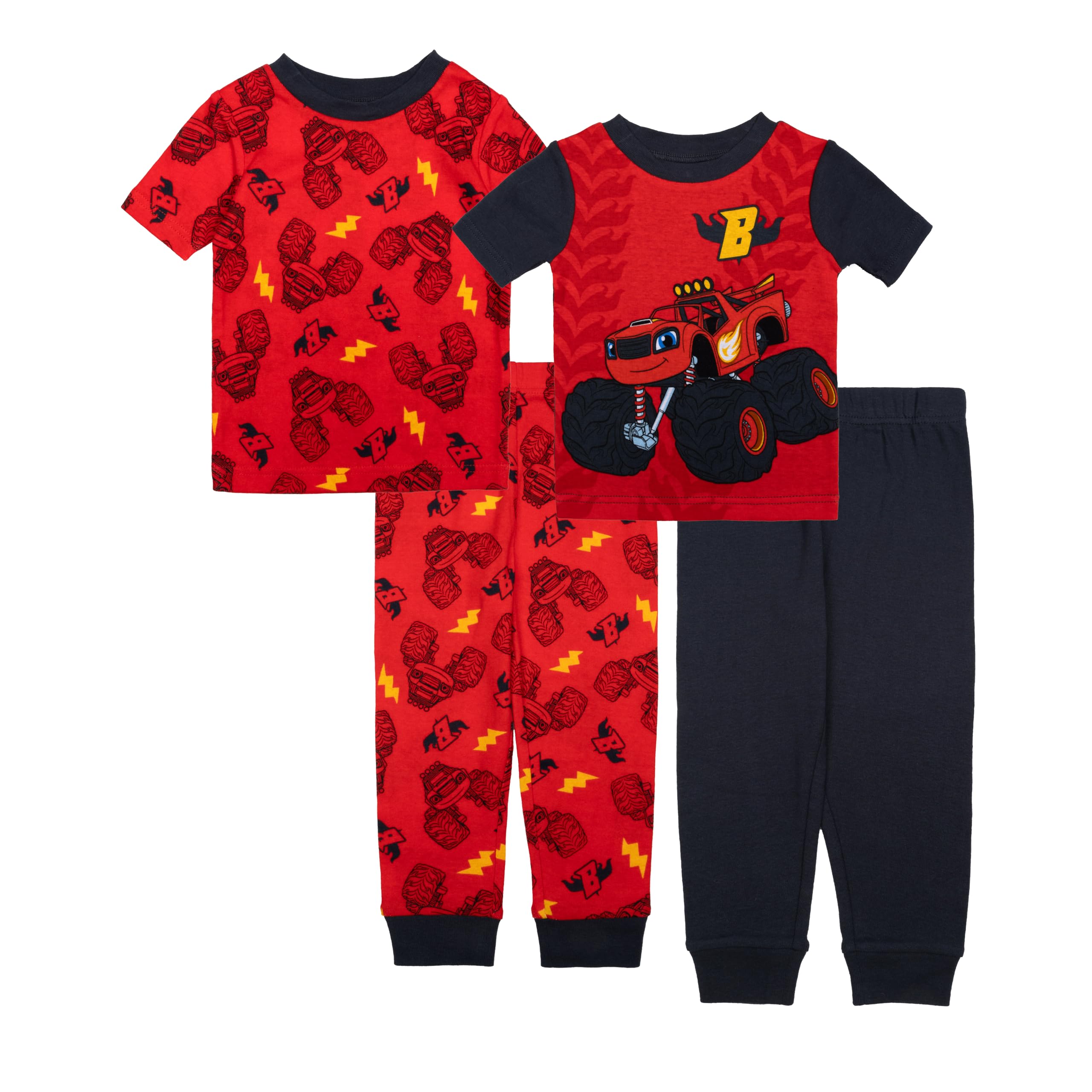 Nickelodeon Boys' 4-piece Snug-fit Cotton Short-Sleeve Matching Pajama Set, Soft & Cute for Kids