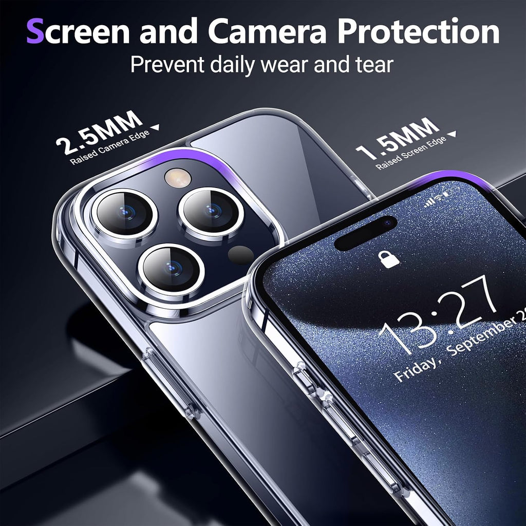 Designed for iPhone 15 Pro Max Case Clear, [Crystal Clear][Anti-Yellowing][Military-Grade Drop Protection] Slim Shockproof Protective Cover Phone Case for iPhone 15 Pro Max 6.7"