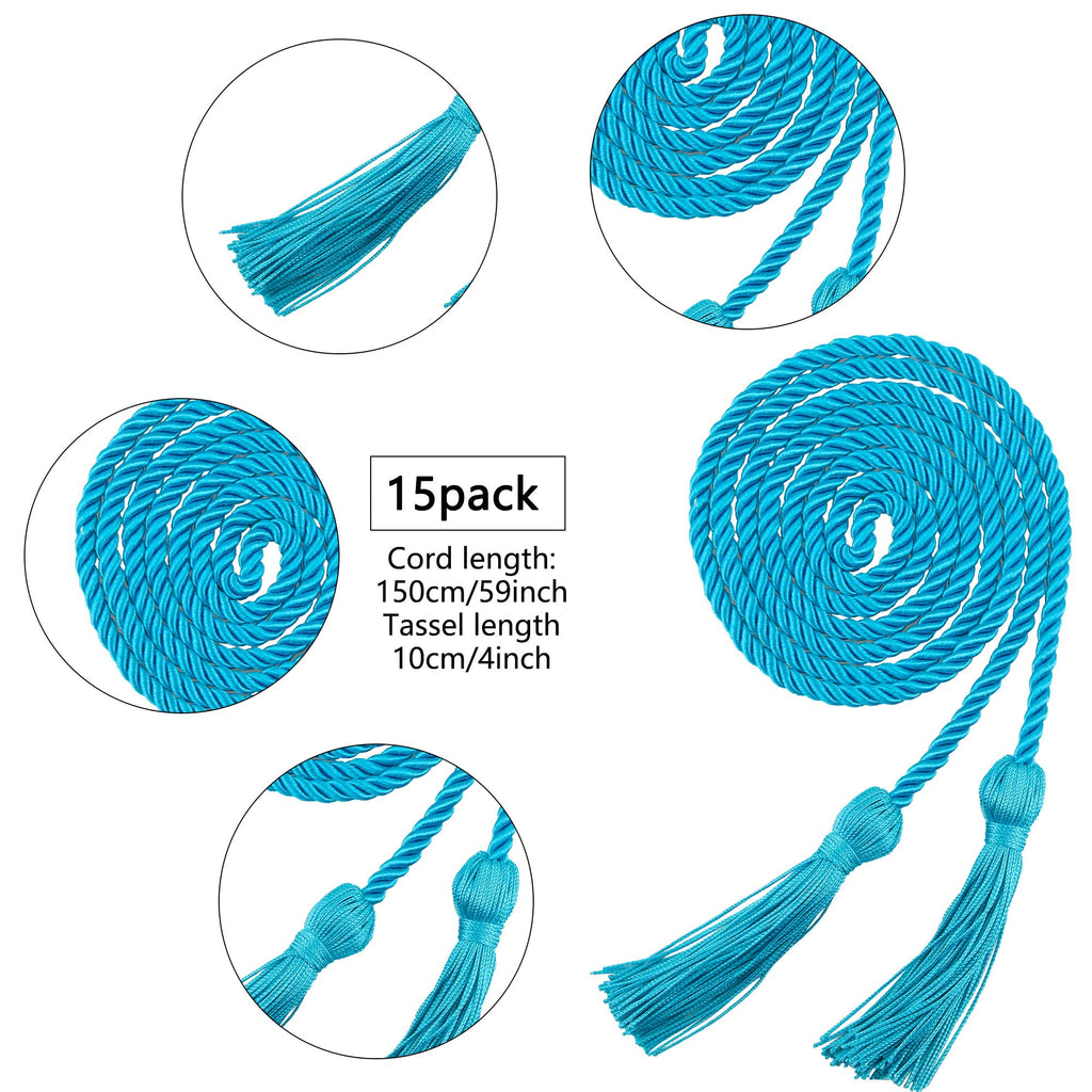 15 Pieces Graduation Honor Cord Braided Honor Cords with Tassels for Graduation Students (Black)
