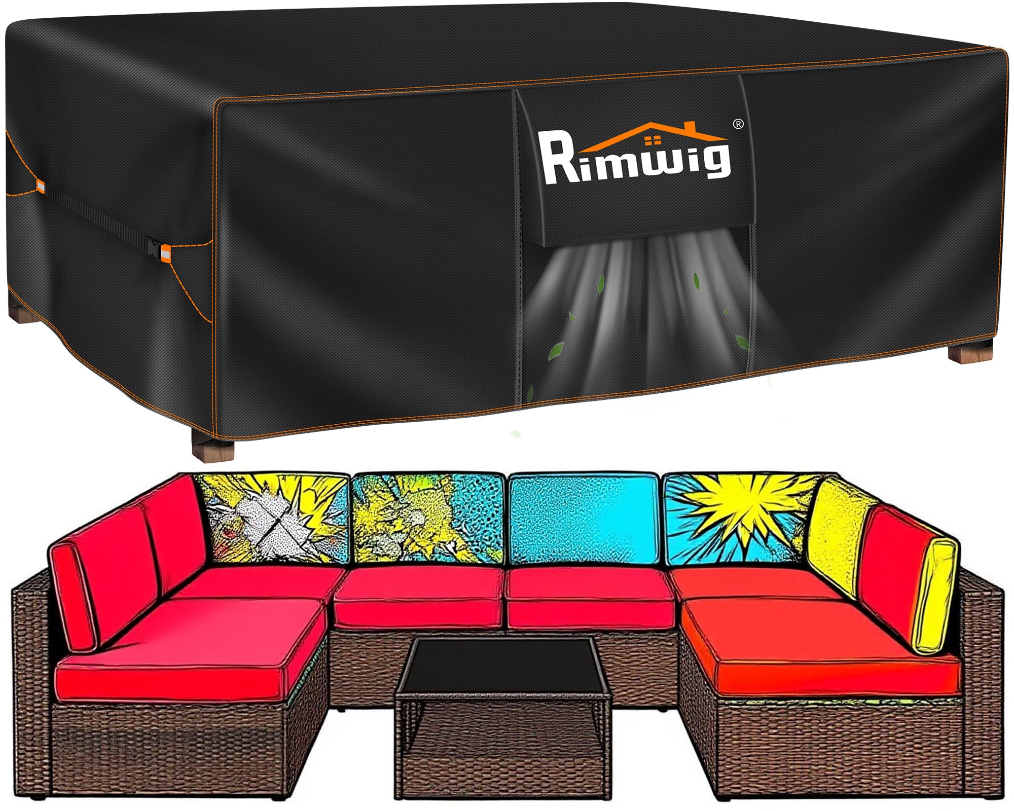 Extra large Patio Furniture Set Covers Waterproof, outdoor furniture covers clearance, Sectional Sofa Couch Set Covers, Outside Table Chair Set Cover Rectangular Heavy Duty 110" L x 57" W x 28" H