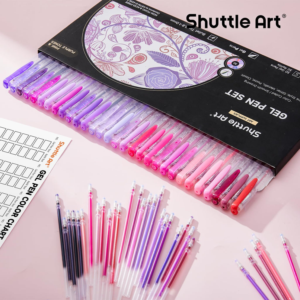 Shuttle Art Pastel Gel Pens, 24 Pastel Milky Colors Gel Pen for Black Paper, Adults Coloring Books Drawing Doodling Crafts Scrapbooking Journaling