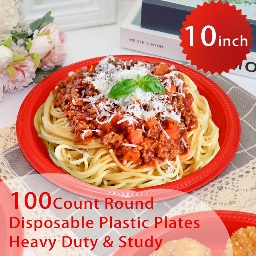 50 Pcs Black Plastic Plates, 10 Inch Black Plates, Black Party Plates Disposable for Birthday Weddings Fathers Day World Cup