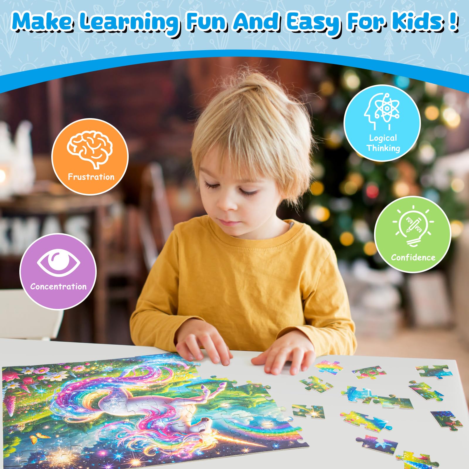100 Piece Puzzles Rainbow Dinosaur Puzzle for Kids Ages 4-8 8-10, 100 Piece Jigsaw Puzzle for Children Learning Educational Puzzles Toys Birthday Gifts for Girls Boys, Dinosaur