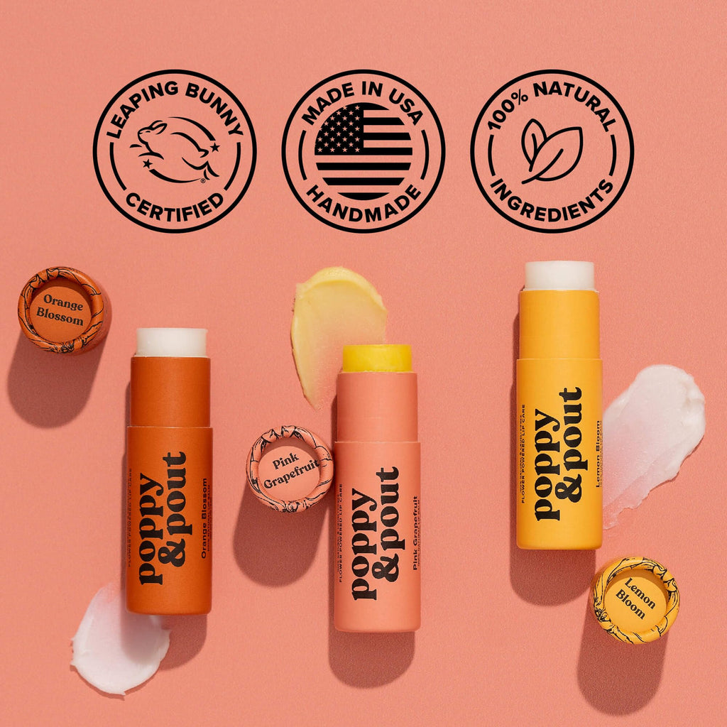 Poppy & Pout Blood Orange Mint Jumbo Lip Balm | All Natural Lip Balms & Moisturizers | Hydrates with Beeswax, Vitamin E, Organic Coconut Oil | Cruelty-Free | Lip Balm in Recyclable Cardboard Tube