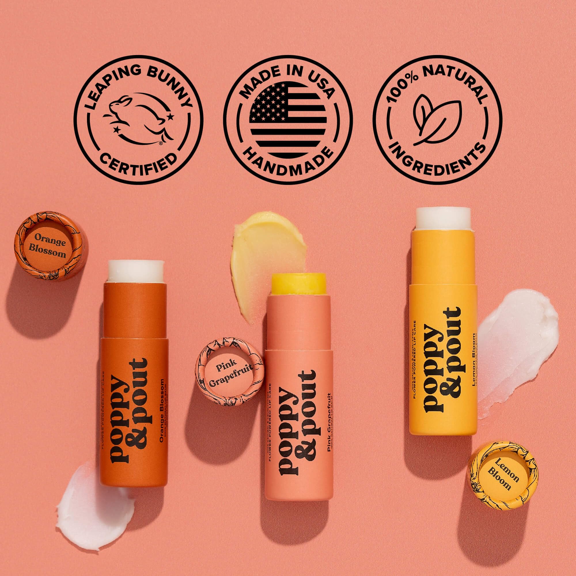 Poppy & Pout Blood Orange Mint Jumbo Lip Balm | All Natural Lip Balms & Moisturizers | Hydrates with Beeswax, Vitamin E, Organic Coconut Oil | Cruelty-Free | Lip Balm in Recyclable Cardboard Tube