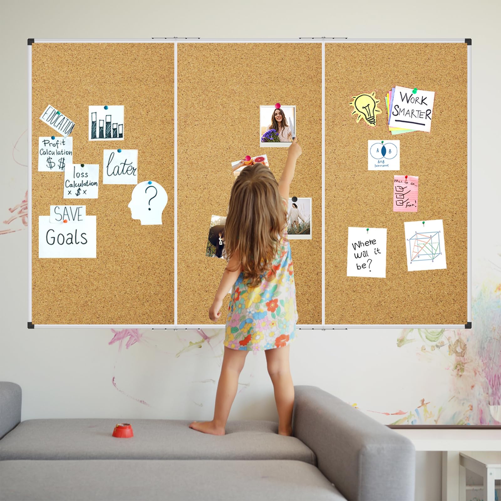 XBoard 24 x 18 Inch Wall-Mounted Office Cork Board, Notice Bulletin Board with Aluminum Frame