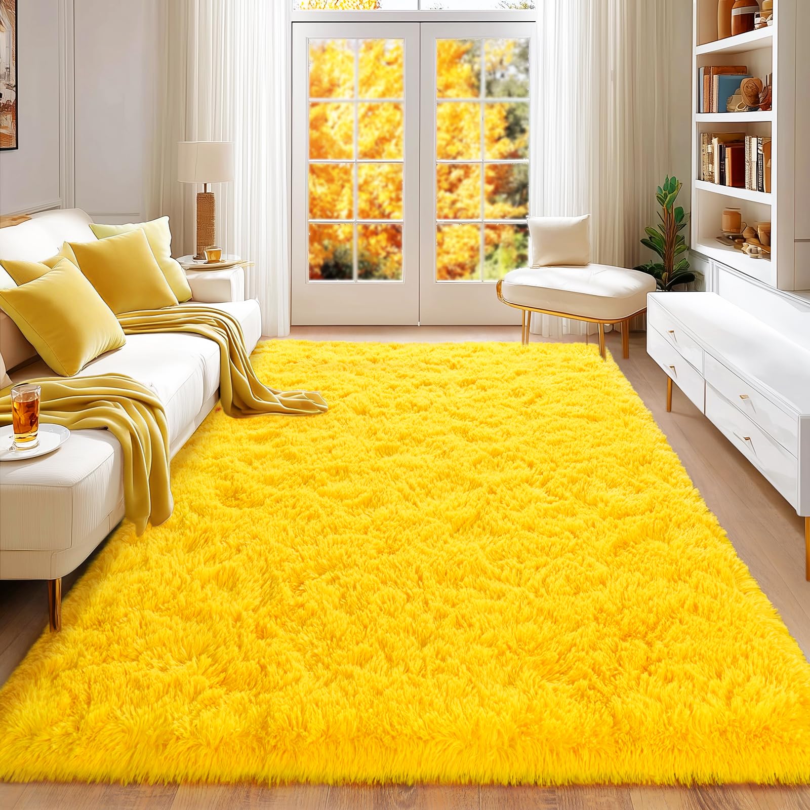 Awaytail Fluffy Rug Washable 2x3 Feet, Pure Black Desk Chair Rug Non-Slip, Super Soft Kids Rug for Boys Nursery Dorm Decor